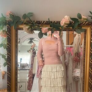 Cutesy Pink Cutout Sweater